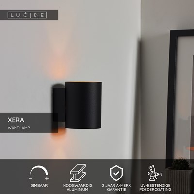 Lucide XERA - Wandlamp - Ø 8 cm - 1xG9 - Zwart